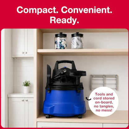 Koblenz WD-5 L2 Wet Dry Vacuum Cleaner, 5 Gallon Shop Vac 3.5 PHP, 3-in-1 Suction & Blower, Swivel Casters, Twist-N-Lock Hose, Large Vacuum Cleaners for Home, Workshop, Car, Blue/Black - size: 5 Gallon 3.5 HP
