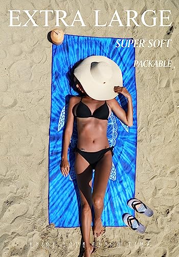 Yongoes 2 Pack Microfiber Lightweight Thin Beach Towel Sand Free Quick Dry Super Absorbent Large Towels for Swimming Pool Yoga Gym Travel Vacation Beach Accessories Essentials Turtle Mandala - color: 2 Pack Turtle Mandala