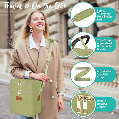PIIOSER Breastmilk Cooler Bag with Ice Pack Fits 6 Baby Bottles Up to 9 Ounce, Insulated Baby Bottle Tote Bags, Double Layer Waterproof Leak-Proof with Shoulder Strap for Nursing & Working Mom (Green) - color: Green
