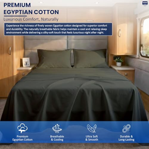 Cottingon 4 Piece Queen Sheets, 100% Extra Long Staple Premium Egyptian Cotton, Soft Camper Queen Bed Sheet Set, Fits Upto 16" Deep Mattress 60"X80", Dark Grey - color: Dark Grey Solid, size: Queen