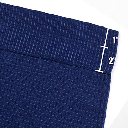 Valea Home Waffle Weave Textured Bathroom Window Curtains Water Repellent Short Curtains Window Covering Half Window Curtains Kitchen Tiers 45 inch Length, Navy Blue, Set of 2 - color: Navy Blue, size: 36"W x 45"L (Pack of 2)