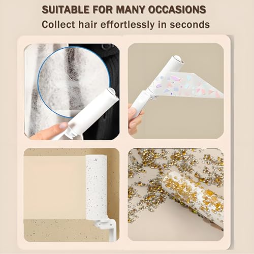 Mini Travel Lint Roller with 300 Sticky Sheets, Compact Portable Pet Hair Remover with Cover for Clothes, Travel, Small Foldable Lint Roller for Purse Car Bag Essentials (Pink and White) - color: Pink and White