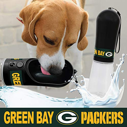 Pets First Dog Water Bottle. NFL Green Bay Packers PET Water Bottle. Best Cat Water Bottle. Water Fountain Dispenser for Dogs & Cats., Black, 13.5oz (GBP-3344) - color: Green Bay Packers