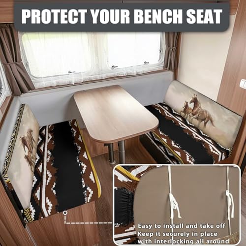 SEANATIVE Aztec Horse Pattern RV Dinette Sofa Couch Cushion Covers Replacement Couch Seat Covers Stretch Washable Furniture Protectors Camper Car Bench Cushion Slipcover Soft - color: Aztec Horse Pattern