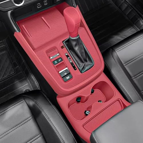 Temmis Center Console Silicone Organizer with Cup Holder for Honda CRV 2023-2026, Full-Wrap Center Consel Electrostatic adsorption Cover for Honda CRV-Red - color: Red for Wrap with Cup Holder