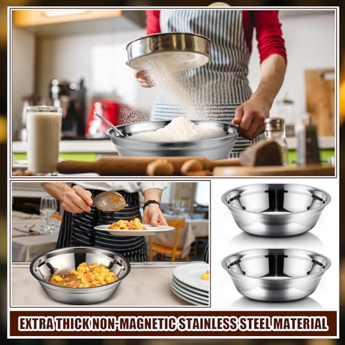 Nuogo 4 Pcs Stainless Steel Mixing Bowls Metal Mixing Bowls Extra Large Basin Salad Basin Deeper Edge Dishwasher Safe Mirror Finish for Home and Commercial, Silver (11 Inch 3.4 Qt) - size: 11 Inch (3.4 Qt)