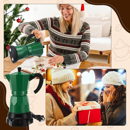Coffee Pot 6 Cup Electric Espresso Coffee Maker Italian Moka Maker 300ml Portable Aluminum Espresso Machine Cafetera Moka Pot with Detachable Base, Gift for Home Travel(Dark Green) - color: Dark Green