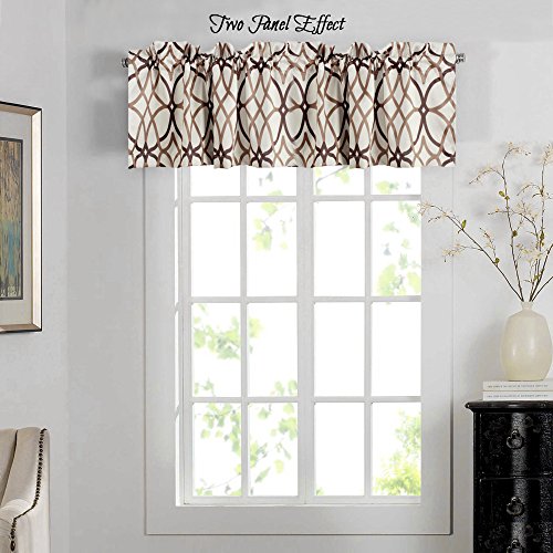 H.VERSAILTEX Blackout Curtain Valances for Kitchen/Bathroom - Thermal Insulated Window Valances for Living Room/Bedroom Rod Pocket Short Curtain 1 Panel, 52x18 inch, Geo in Taupe and Brown - color: Geo in Taupe and Brown