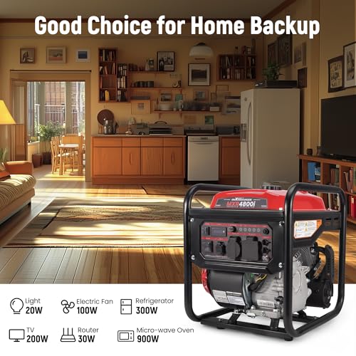 maXpeedingrods 4800 Watt Portable Inverter Generator, Gas Powered Open Frame Generator with ECO Mode, Lightweight for Outdoor Camping, Home Backup, Garden - style: MXR4800I+Gas+Open Frame