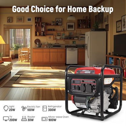 maXpeedingrods 4800 Watt Portable Inverter Generator, Gas Powered Open Frame Generator with ECO Mode, Lightweight for Outdoor Camping, Home Backup, Garden - style: MXR4800I+Gas+Open Frame