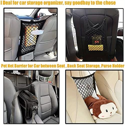 Dog Car Net Barrier with Auto Safety Mesh Organizer Baby Stretchable Storage Bag Universal for Cars.
