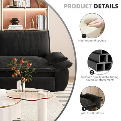 KEIKI 73.2" Queen Sleeper Sofa Bed, 3-in-1 Convertible Pull Out Couch with Chaise Lounge, Modern Velvet Futon Loveseat, Compact Sofa Bed for Small Apartment Studio Living Room Space Saving Furniture - color: Matte Black, size: 73.2 Inch Queen