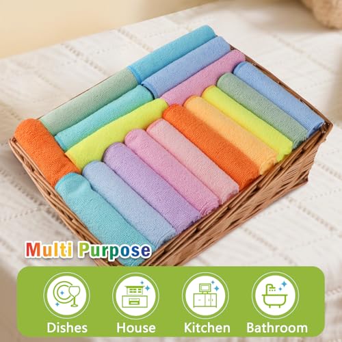 AIDEA Microfiber Cleaning Cloth, 20PK, Lint-Free Cleaning Rags, Microfiber Towels for Cars, Wash Cloths, Dusting Cloth for Home, Window, Cleaning Supplies, 11.5"×11.5" - color: Multicolor