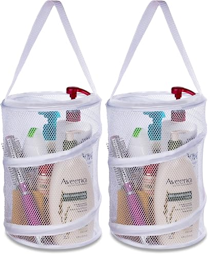 Handy Laundry Foldable Shower Caddy - Collapsible, Portable, Drainage Hole, Carry Handle, Large Compartments, Great Organizer for Camp, Travel, Gym, and Dorm (White) (Pack of 2) - color: White, size: Large (Pack of 2)