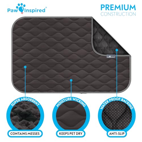 Paw Inspired Washable Padded Crate Mats for Dogs | 47” x 29” Pad, Fits 48-inch Kennels | Leakproof, Waterproof Bottom, Plush Pet Beds (Gray) - color: Gray, size: 48 Inch