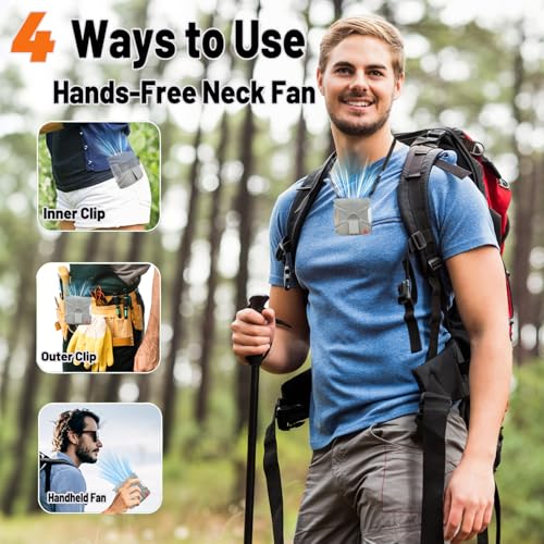 2026 AI Portable Waist Fan, Personal Fan Rechargeable With 6-Speed 16000RPM Strong Airflow, 40H Runtime Wearable Belt Cooler, Hands-Free Shirt/Belt/Neck Fan for Camping, Jobsite, Outdoor (Grey) - color: Grey