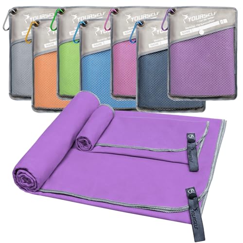 Generic Quick Dry Towel 2 Pack, Super Absorbent, Fast Drying Microfiber Travel Towel, Ultra Soft Compact Gym Towel for Swimming Beach Hiking Yoga Travel Sports Backpack (L:60"x30"+12"x24") - color: Nblue, size: L:60"x30"+12"x24"