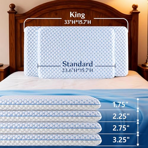 Stomach Sleeping Pillow for Shoulder and Neck Pain Relief, Thin Pillow for Sleeping- Cooling Memory Foam Pillows Flat Pillows for Stomach Sleepers,Low Profile 3.25-inches for Back Sleeper - size: 3.25"H (Standard) Super Slim