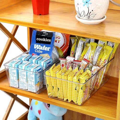 wilfox Pantry Organizer, 7 Pack Clear Bins with Removable Dividers, Pantry Organizers and Storage, Fridge and Cabinet Organizer for Snack, Pouches, Spice Packets - size: 7PCS