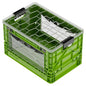 SIDIO Full-Size Collapsible Crate - Heavy Duty Stackable Storage Bin with Lid & 2 Short-Ways Dividers, Durable Plastic Organizer for Home, Office, Garage & Outdoor Use (Slime)