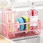 Sponge Holder for Kitchen Sink, Kitchen Sink Caddy, Kitchen Sink Sponge Holder, Dish Sponge Holder, Kitchen Sink Organizer for Sponge, Dish Brush, Scrubber(9.65" x 3.74" x 6.3", Pink) - color: Pink