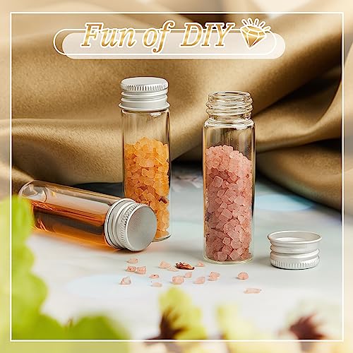 Didaey 100 Pcs Small Clear Vials Spice Mini Jars with Lids Mini Glass Bottles with Screw Aluminum Metal Caps Tiny Jars Sample Containers for Powder Cream Cosmetic Jewelry Wedding (15 ml,Silver Caps) - color: Silver Caps, size: 15 ml
