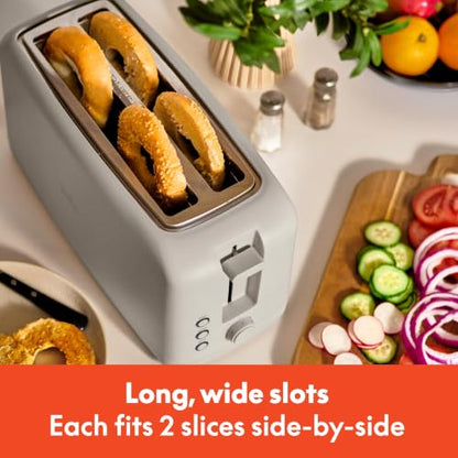 bella 4 Slice Slim Toaster, Fits-anywhere™ Kitchenware, 6 Setting Shade Control with Reheat & Cancel Buttons, Fits Sourdough, 10” Long Slot, Anti Jam & Auto Shutoff, 900 Watt, Oatmilk - color: Oatmilk, size: 4 Slice