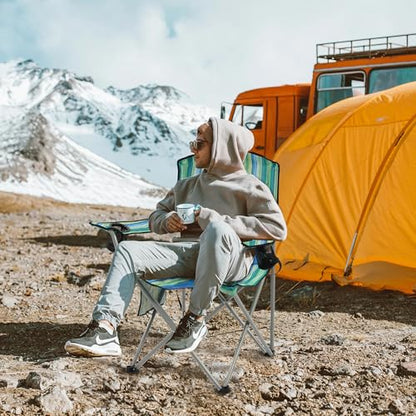 Elevon Camping Chair, Portable Folding Outdoor Chair with Arms, Cup Holder and Carry Bag - color: Multi-color