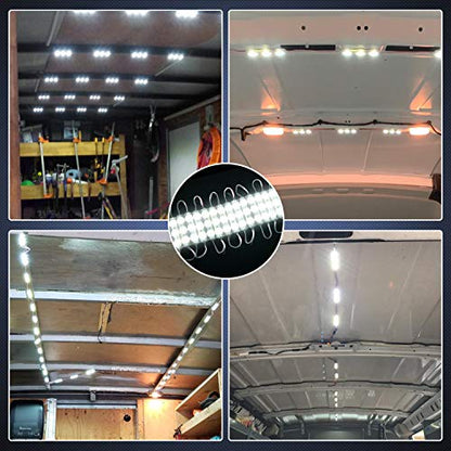 Nilight 60Leds Van Interior Light Kits 12V White Led Ceiling Lighting Kit for Truck Van RV Boats Caravans Trailers Lorries Transit 20 Modules (TL-39) - size: 60Leds 20 Modules