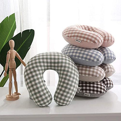 Buckwheat Neck Pillow for Sleeping U Shaped Pillow Cooling Travel Cervical Sleeping Pillow Head Neck Contour Support for Side Sleepers(12x12 inch, AB-Black) - color: Ab-black