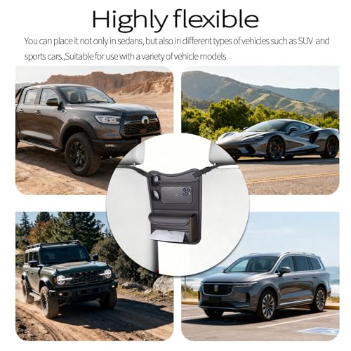 Car Back Seat Organizer with Double-Sided Storage & Tissue Holder - Universal Fit for Sedans, SUVs & Trucks - Durable Car Storage Pocket for Phones, Water Bottles & Essentials