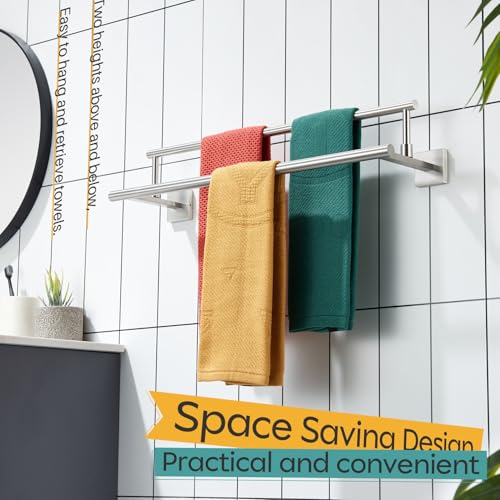 KOKOSIRI Bath Towel Holders Brushed Nickel Bathroom Rack 24-Inch Double Towel Bars Rails for Garage Kitchen Stainless Steel B5009BR-L24 - color: Brushed Nickel, size: 24-Inch