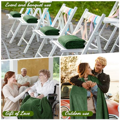 Buryeah 6 Pcs Flannel Throw Blanket Bulk 50 x 60 in Sleepover Blanket Outdoor Wedding Throw Lightweight, Oeko-tex Standard 100 Certified for Sofa Homeless Gifts (Dark Green) - color: Dark Green