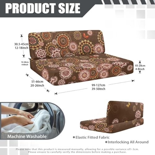 RV Dinette Cushion Covers Booth Set Including 1 Bench and 1 Backrest Cover, Brown Bohemia Flower Camper Cushion Covers for RV Camper Sofa - color: Bohemia Flower - Brown