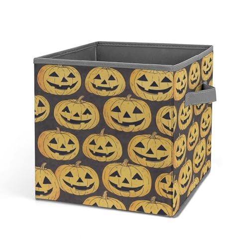 Pumpkin Faces Pattern Foldable Storage Box with Handle Organizer Containers for Home Office Clothes Office Supplies - color: style-2