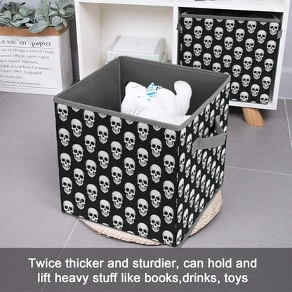 Skull Pattern Foldable Storage Box with Handle Organizer Containers for Home Office Clothes Office Supplies - color: style-5-1