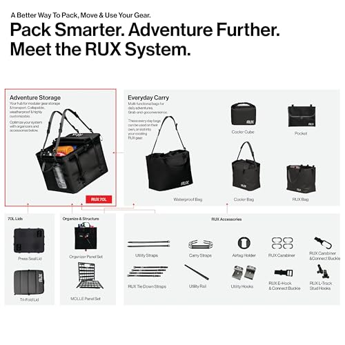 RUX 70L Collapsible Gear Box (Mars Red) - Modular Adventure Storage Solution For Camping Storage, Overlanding, Off-road And Van Life - Weatherproof, Durable and Multifunctional - color: Mars Red