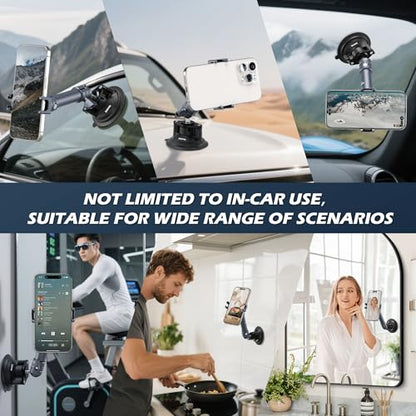 Suction Cup Car Phone Mount for Dashboard/Windshield/Mirror/Desk, with 25mm Ball Head and Aluminum Magic Arm, Phone Holder for iPhone/Samsung/Android, Fits Phone Width 2.56-3.74"(KPS-11) - color: KPS-11