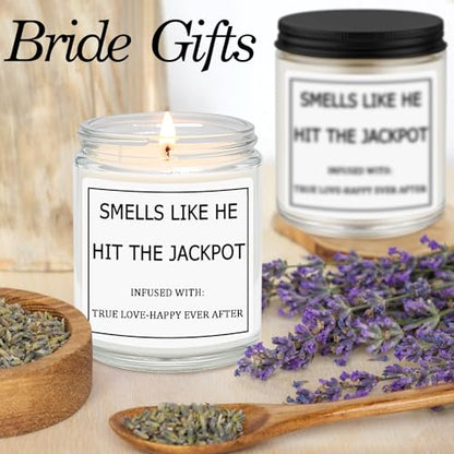 Bridal Shower Gifts for Bride, Bride to Be Engagement Gift for Couples Women, Funny Wedding Lavender Candles - style: JACKPOT