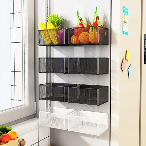 Magnetic Basket Organizer Holder for Fridge Magnetic Storage Bin Box Containers for Refrigerator Whiteboard Classroom (Small, Black) - style: Small, Black