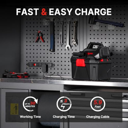 Shop-Vac Cordless 3-in-1 Wet/Dry Vacuum with Detachable Blower, 2 Gallon 20V Shop Vacuum for Car, Garage, Workshop & Jobsite, Charger Included, 5430082