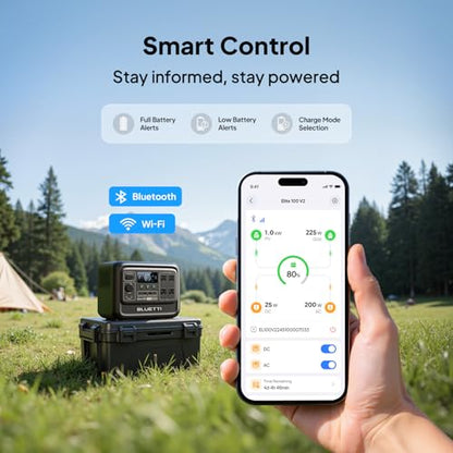 BLUETTI Elite 100 V2 Portable Power Station and Solar Cable, 1024Wh LFP Battery Backup w/ 4 1800W AC Ports (3600W Surge), 35% Smaller, Fast Charge and UPS Solar Generator for Camping, Road Trip - style: BLUETTI Elite 100 V2+Solar Charging Cable