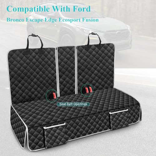 Dog Car Seat Cover Compatible with Ford Bronco Escape Edge Ecosport Fusion 4 Door Back Seat Accessories, Waterproof Pet Bench Backseat Covers with Non-Slip Backing - 2026 New