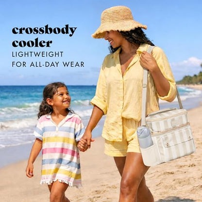 Fit & Fresh Sidekick Insulated Cooler Bag – Dual Compartment Leakproof Soft Sided Lunch Cooler, Small Cooler Bag with Crossbody Strap, 15 Can Capacity for Work, Beach & Travel, Pina Colada Cabana - color: Pina Colada Cabana