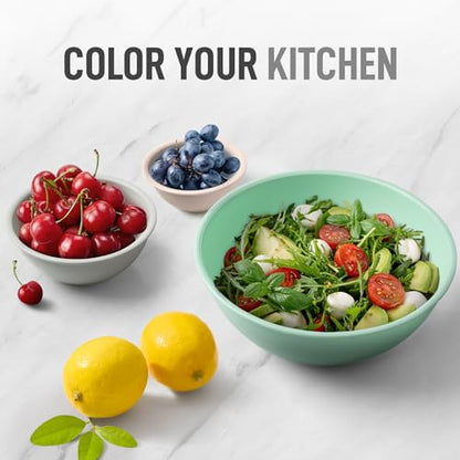 Zulay Kitchen 12 Piece Plastic Nesting Mixing Bowl Set - Colorful Bowls with Lids - Microwave and Freezer Safe (Mint Ombre) - color: Mint