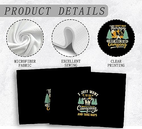 Camp Towel, Camper Gifts, Camping Tents Decor, Kitchen Towels, Set of 2, 16x24 - color: Black Camper-4