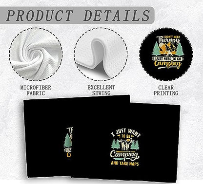 Camp Towel, Camper Gifts, Camping Tents Decor, Kitchen Towels, Set of 2, 16x24 - color: Black Camper-4