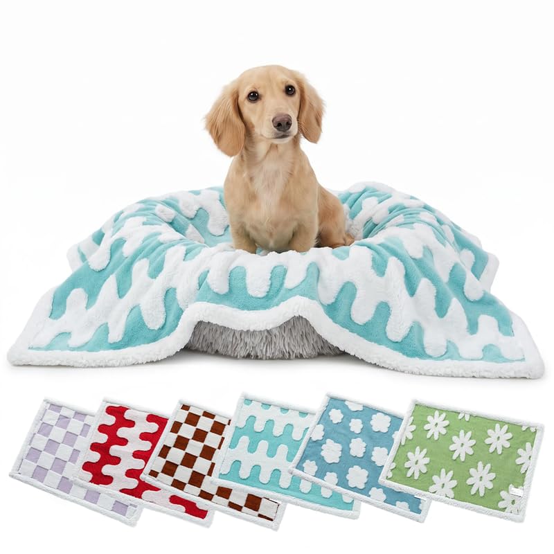 Waterproof Pet Blanket,Dog Bed Covers Couch Sofa Stylish Jacquard Pets Throw Blankets for Puppy Cats Washable Reversible Furniture Protection Covers (Blue Wave,S) - color: Blue Wave, size: S-71*100cm(28*40in)