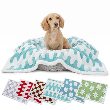 Waterproof Pet Blanket,Dog Bed Covers Couch Sofa Stylish Jacquard Pets Throw Blankets for Puppy Cats Washable Reversible Furniture Protection Covers (Blue Wave,S) - color: Blue Wave, size: S-71*100cm(28*40in)