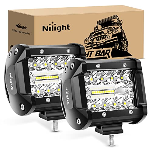 Nilight Led Light Pods 2PC 4Inch 60W Flood Spot Combo Triple Row Driving Lamp Roof Bumper Off Road LED Work Lights Pods for Van Camper Wagon Car Pickup Golf Cart ATV UTV SUV Truck Boat 4x4 - color: Led Pods, size: Led Pods